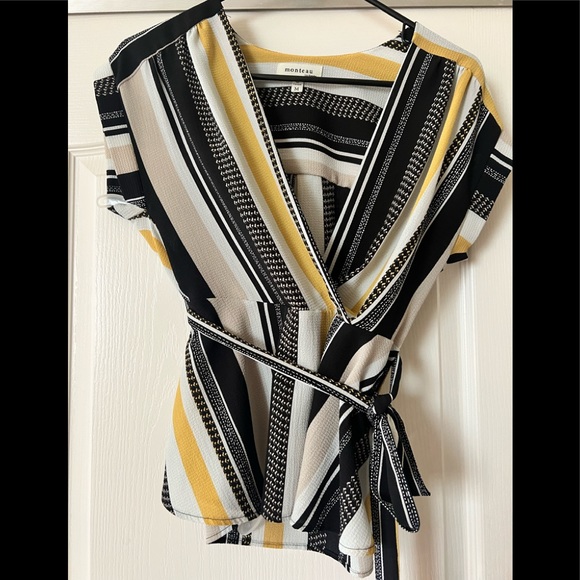 Women’s short sleeved tie waist top shirt - Picture 1 of 3